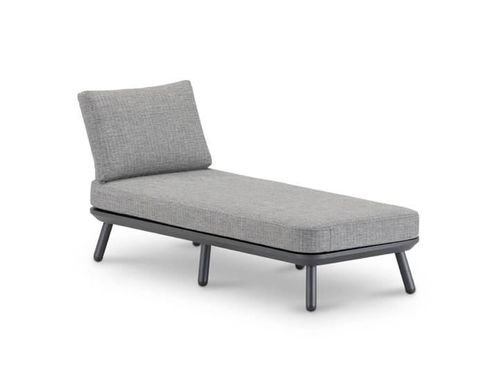 Chaise longue de jardin anthracite et corde grise