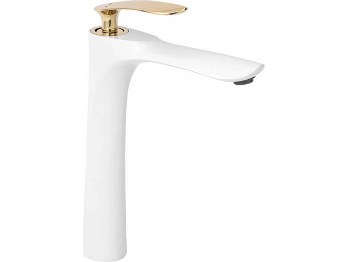 Rea Orbit White/Gold High - Wastafelkraan - Wit/Goud