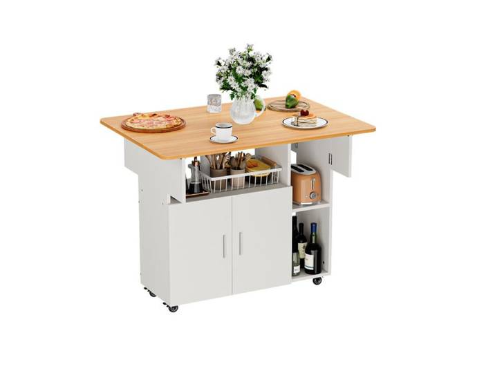 Table à manger pliante mobile-Table d'appoint pliante-Table pliante en bois-Avec roulettes-Table mobile-100x70x75cm-Brun