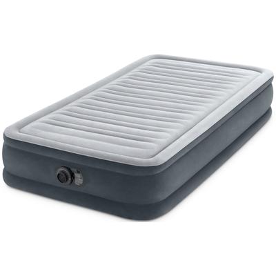 Luftbett INTEX "DuraBeam ComfortPlushMidRise mit 220V Pumpe" Gr. 99, grau (anthrazit), Luftbetten, B/H/L: 99cm x 33cm x 191cm, Kunstfaser, PVC, B:99cm H:33cm L:191cm