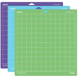 LOKLiK Schneidematte Cutting Mat, 3 Stück, Standard/Light/Strong, 30,5 x 30,5cm, für Plotter