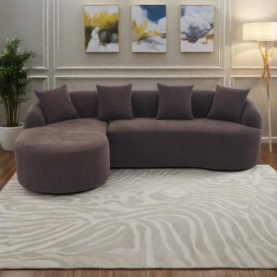 ZWYO HOSIMU "98.4"" Chenille L-Shaped 3-Seater Sofa with Chaise Lounge and 4 Pillows"