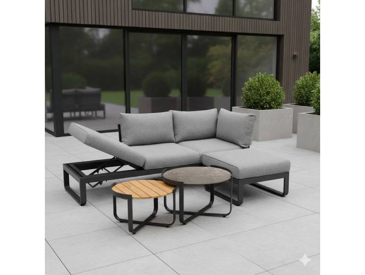 Zebra Fly Loungeset inkl. Loungetische Aluminium/Olefin Dunkelgrau Hellgrau