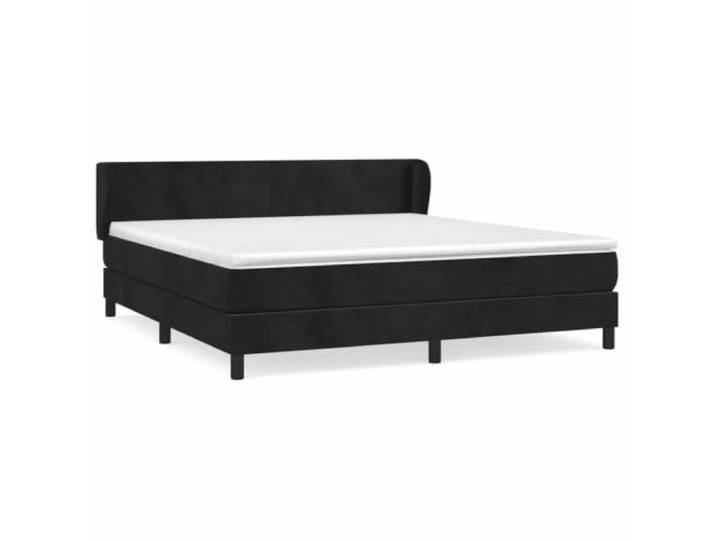 PUGYNBK Boxspringbett aus schwarzem Samt, 180 x 200 cm Verstellbares Kopfteil, Taschenfederkernmatratze, mittlere Festigkeit, Matratzenschoner
