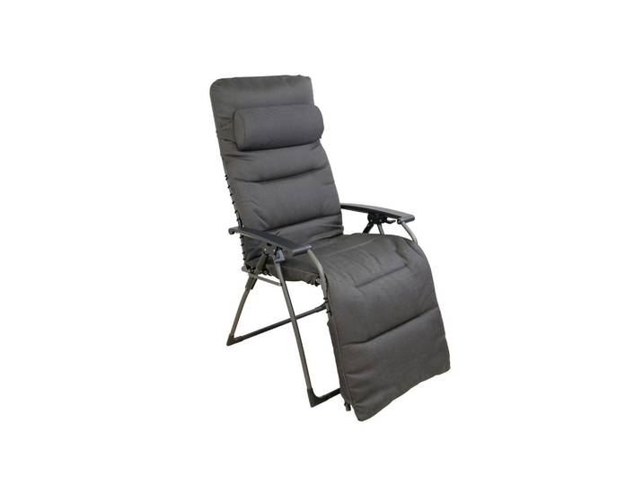 Garten-Relaxsessel, Anthrazit, Kunststoff, 80x130x70 cm, klappbar, Bezug abnehmbar, Nackenkissen abnehmbar, Gartenmöbel, Balkonmöbel, Balkonliegen