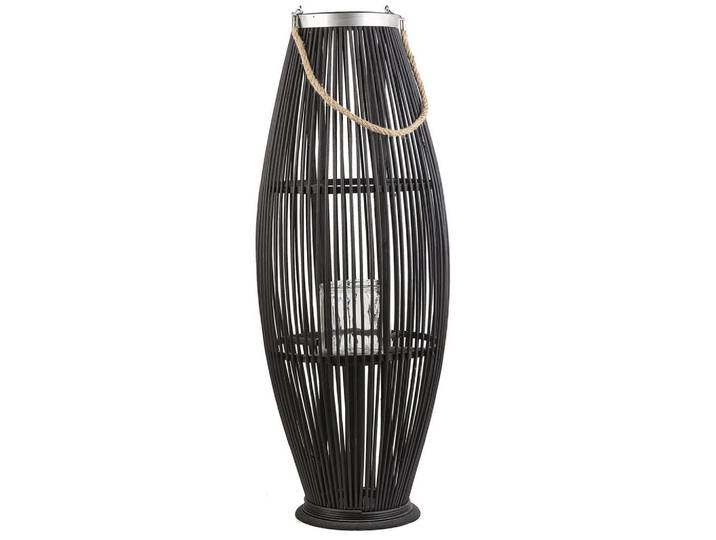 Beliani Laterne Schwarz Tahiti, Holz, Oval, 32x84x32 cm, Dekoration, Laternen & Windlichter, Windlichter