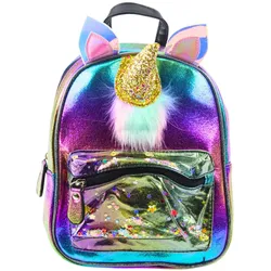 Kinderrucksack mit Einhornhorn, beweglichem Konfetti, Regenbogen, 25 cm, 4,5 l