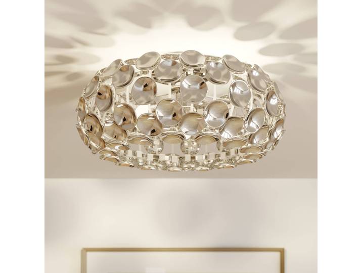 Deckenleuchte Reza Lindby, dimmbar, chrom / silber, für Flurbereich, Kunststoff, Modern