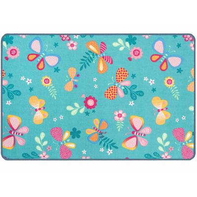 Kinderteppich "PAPILLON, Made in Belgium", blau (türkis), B:100cm H:6,5mm L:150cm, Polyamid, PRIMAFLOR-IDEEN IN TEXTIL, Teppiche, Kinderteppich, Motiv Schmetterlinge, Kinderzimmer