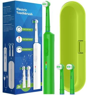 Inspired Finds Rechargeable Electric Rotary Toothbrush Compatible With Oral B Brush Heads green
