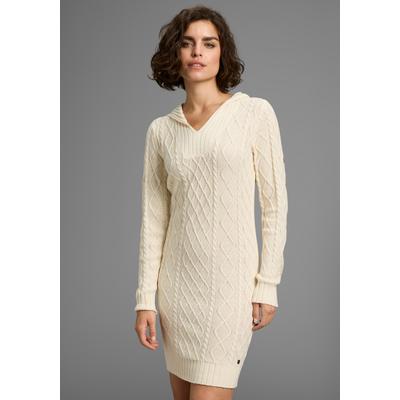 Strickkleid KANGAROOS, Damen, Gr. 44/46, N-Gr, weiß (sanftes weiß), Strick, Obermaterial: 50% Baumwolle, 50% Polyacryl, Zopfmuster, Kleider Strickkleid, mit modischem Zopfmuster