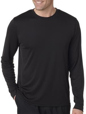 Hanes 482L Cool DRI Long Sleeve Performance T-Shirt in Black size 3XL   Polyester