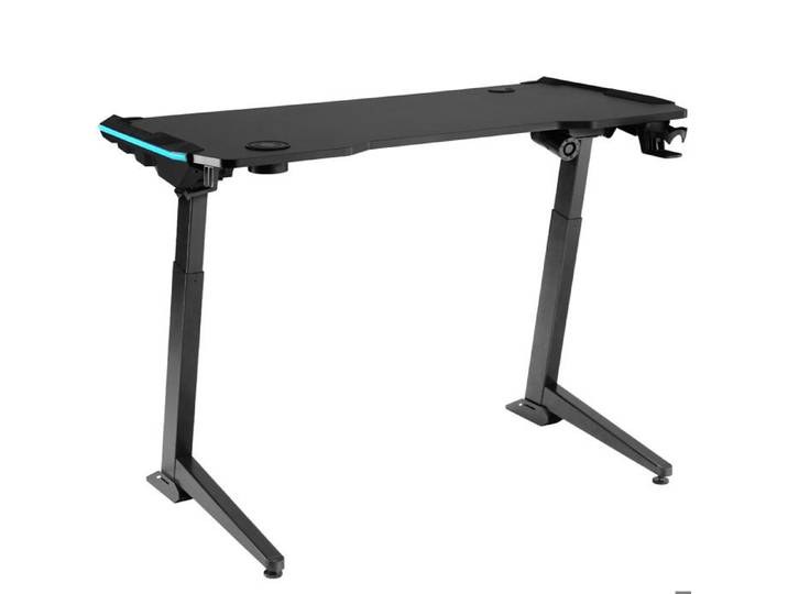 BUREAU - TECTAKE - Table de bureau HEMINGWAY à hauteur réglable électriquement avec éclairage LED table d'ordinateur - Noir