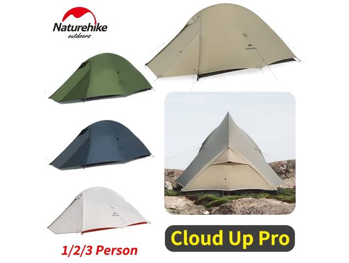 Tente de camping Naturehike Cloud Up Pro pour 1/2/3 personnes, tente de randonnée en nylon 20D, ultralégère, portable, imperméable, légère