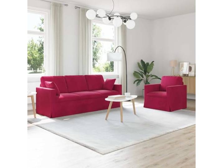 Modulares Sofa Set 2 Stk Weinrot Samt mit Metallrahmen für Wohnzimmer Schaumstoffkissen, schwarzer Rahmen, flexible Aufstellung, einfache Reinigung, für Innenbereiche