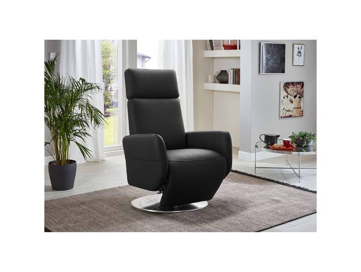 Relaxsessel Bosville Schwarz Echtleder Pua Manuelle Verstellung Relaxfunktion 71 x 110 x 82cm