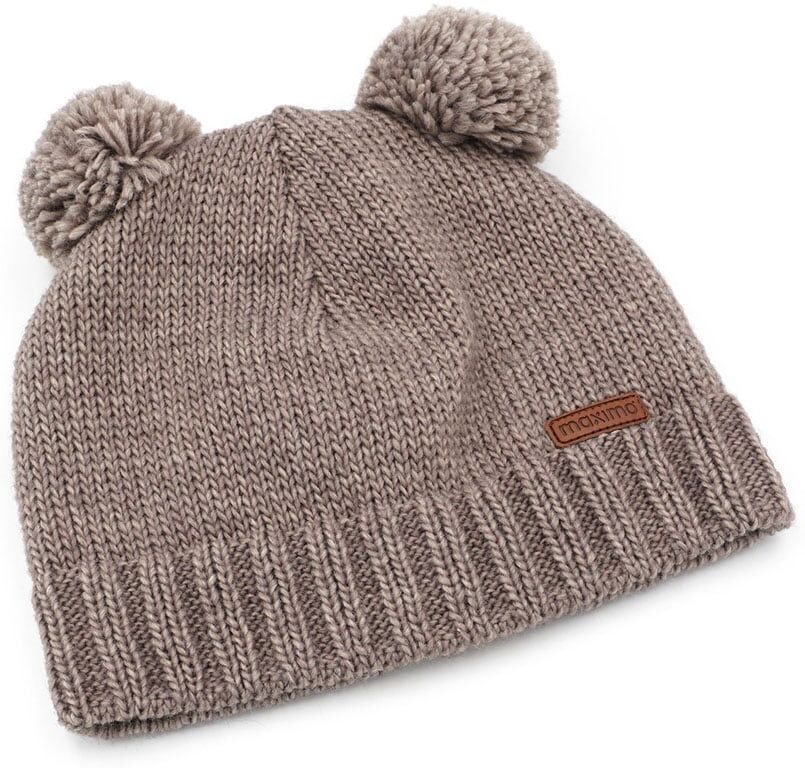 Strickmütze MAXIMO, Jungen, Gr. 49, braun, Strick, Materialmix, unifarben, Mützen Strickmütze, aus softer Wollmischung mit zwei Pompons