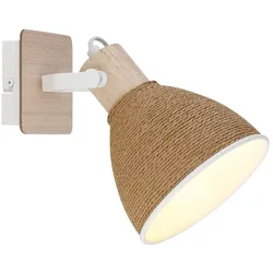 Wandleuchte Wandstrahler Holz braun Wohnzimmerlampe Spot schwenkbar weiß H 19 cm