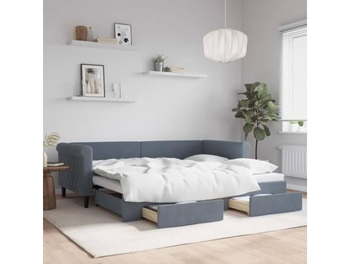 KGTKGTYER Tagesbett Ausziehbar 90x200 cm Schlafsofa mit Schubladen Samt Bezug, Doppelbett Funktion, Inklusive Stauraum, Modernes Design