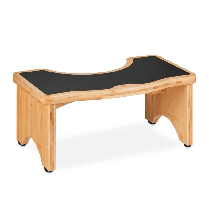 Relaxdays wc krukje voor volwassenen van bamboe, bruin/zwart