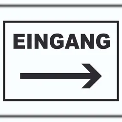 HB-Druck Eingang Pfeil rechts Schild A3 Rückseite selbstklebend