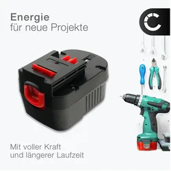 Cellonic, Werkzeugakku + Ladegerät, Akku für Black & Decker KC2000FK, & FS1202D / FS1202BN, & BD12PSK, & (12 V)