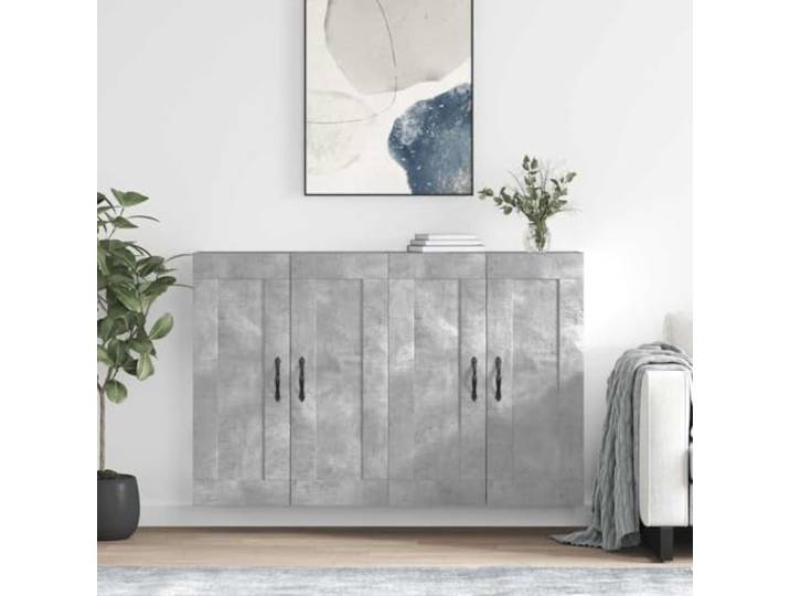 RJPLMFV Wandschränke, 2 Stück, grau, Beton, Holz, Technik Vielseitige Aufbewahrung, Wandmontage, feuchtigkeitsbeständig, glatte Oberfläche