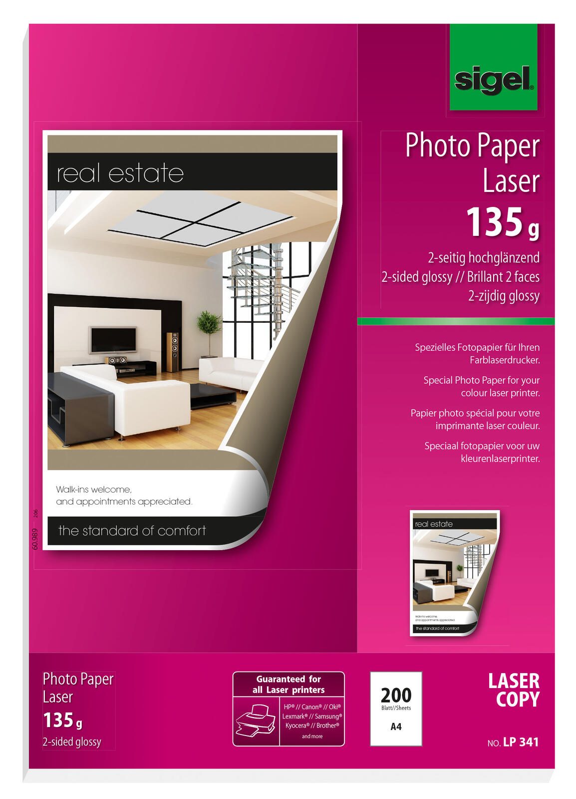 SIGEL Fotopapier Laser DIN A4 hochglänzend 135 g/m² LP341