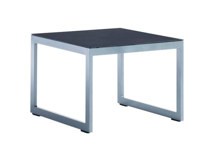 Sieger Loungetisch, Graphitfarben, Grau, Metall, quadratisch, Kufe, U-Form, 60x44x60 cm, Gartenmöbel, Loungemöbel, Lounge-Serien