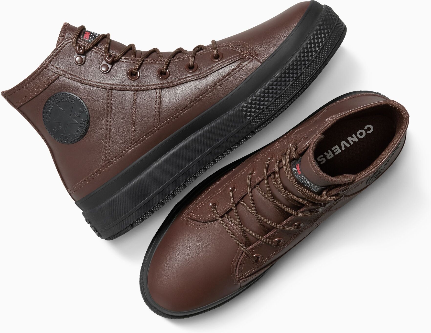 Sneakerboots CONVERSE "CHUCK TAYLOR ALL STAR EQUIP WP BOOT", Herren, Gr. 44,5, atmungsaktiv wärmend, braun (totally fudged, totally fudged, schwarz), Leder, Schuhe Sneakerboots, Winterschuhe, Schnürboots, Sneaker, wasserdicht, gefüttert