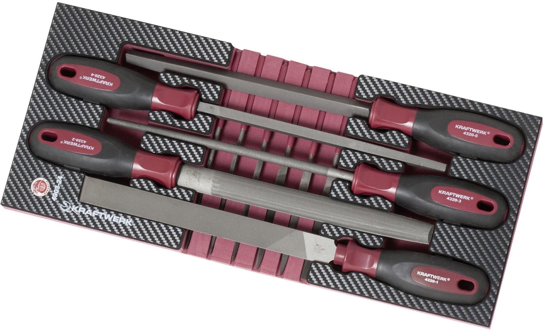 Feile KRAFTWERK "Completo EVA3 4903-24 11-teilig", rot (blutrot, silberfarben, schwarz), L:32cm, Stahl, Feilen, Feile blutrot, silberfarben, schwarz Einheitsgröße