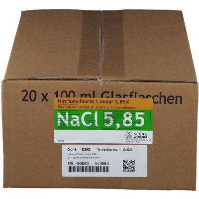 Natriumchlorid Inf.-Lsg.5,85% 1 molar Glas 20x100 ml Infusionslösung