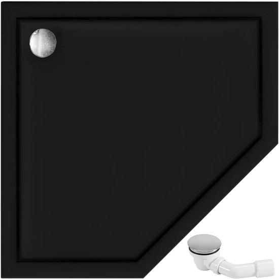 Famanu Duschwanne Quadrat - Antirutsch-Oberfläche - 90x90 cm - Schwarz