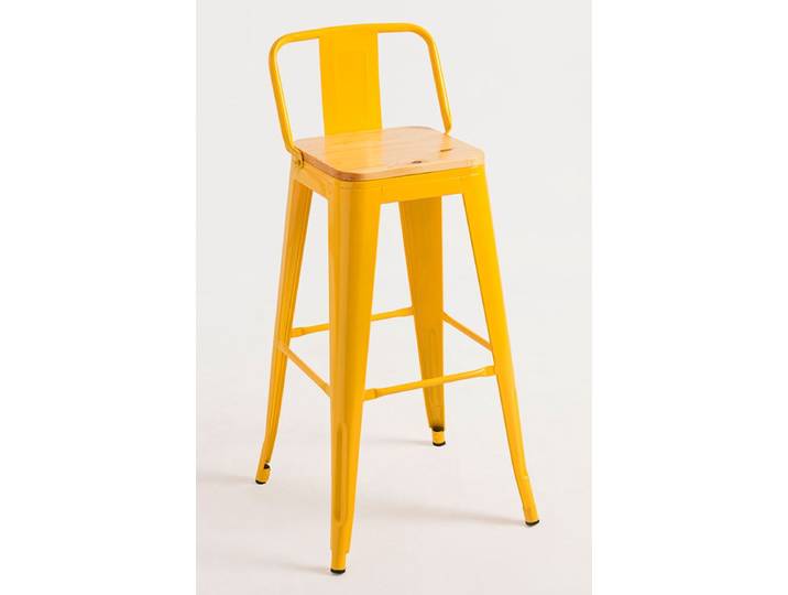 4er Set Torix Naturholz Rückenlehne Hocker 95 cm - Gelb