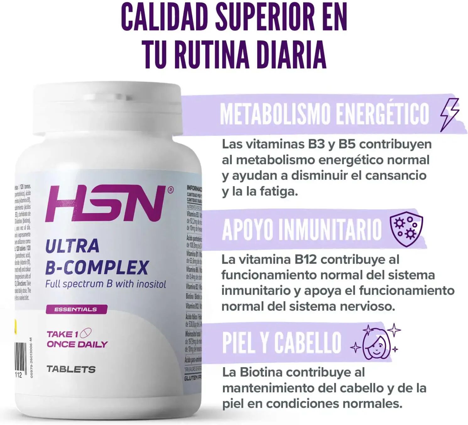 HSN Ultra B-complex - 120 tabs - Multivitamínicos - Tabletas - 120  Servicios