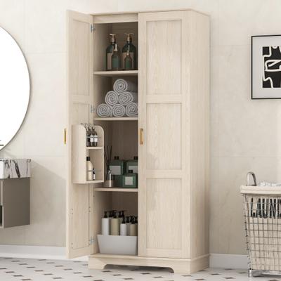 Kodotan sofa Tall and Wide Storage Cabinet with Double Doors, Minimalist Storage Cabinet with Door-Mounted Racks and Adjustable Shelves
