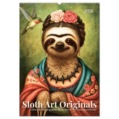 Sloth Art Originals ... eine faultierlangsame Reise durch die Kunstgeschichte (Wandkalender 2026 DIN A2 hoch), CALVENDO Monatskalender