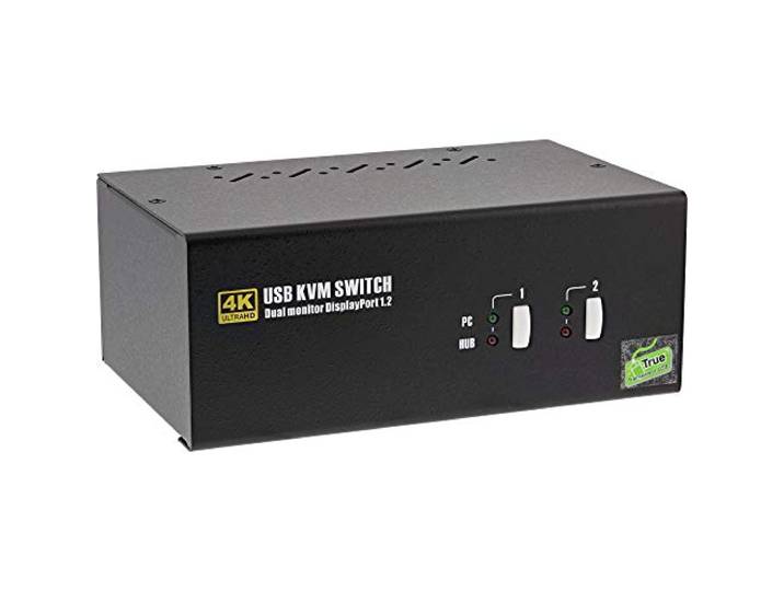 InLine 63642I KVM Desktop Switch, 2-voudig, Dual-Monitor DisplayPort 1.2, 4K, USB 2.0, Audio, Zwart