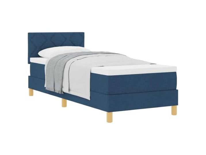 KKgypkn Boxspringbett Blau 80x200 cm Stoff mit Kopfteil und Kissen, inklusive Schaumstoffmatratze mit Taschenfederkern und verstellbarem Kopfteil