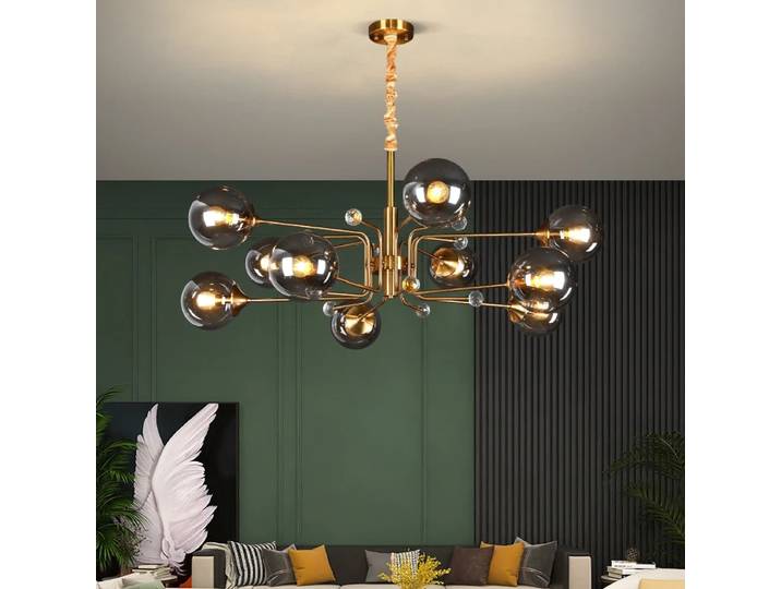 Lustre à bulles en verre nordique de luxe E27, luminaire suspendu en or pour chambre à coucher, hôtel, salle à manger, éclairage décoratif, 2026