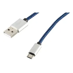 USB Ladekabel USB-A-Stecker > USB Micro B Stecker Nylon blau 0,9m