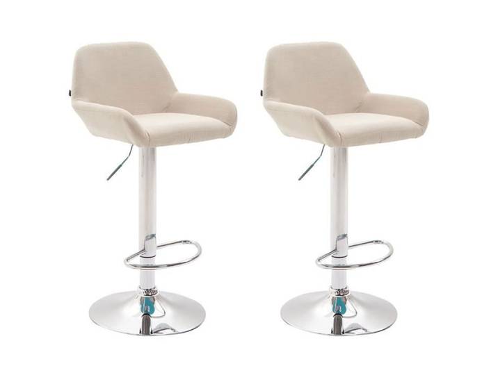 Tabourets de bar Braga en tissu - CLP - Lot de 2 - Beige - Métal - Confortable et design