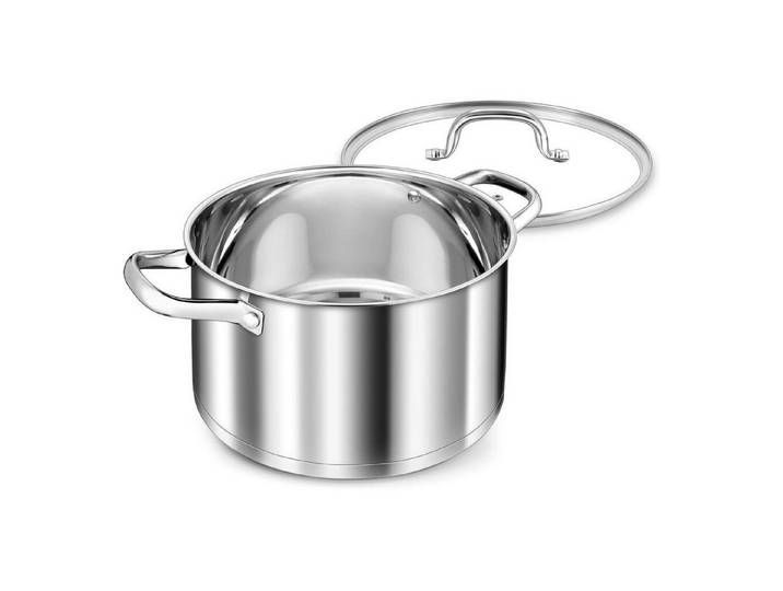 LuxusKollektion Suppentopf Kochtopf 26cm Induktion Edeastahl Glasdeckel 3 Lagen Boden 7,6 Liter