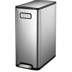EKO Ecofly Step Bin 2 x 20 L Edelstahl Mülltrennsystem inklusive 2 Inneneimern, Fußpedal an der Breitseite