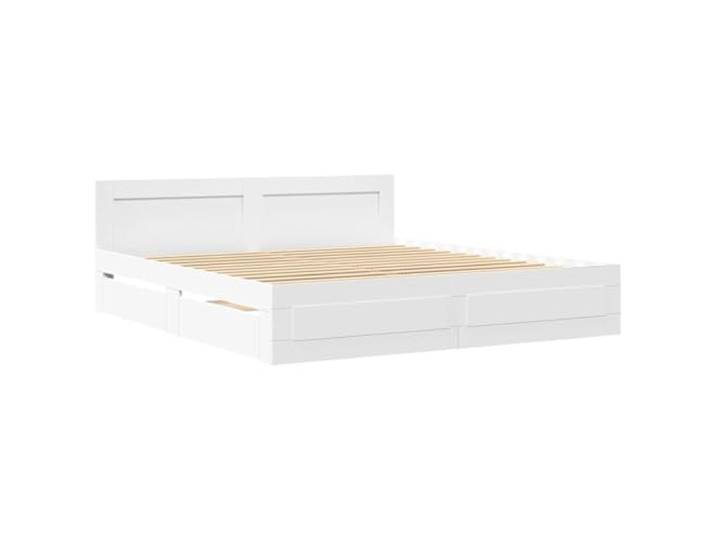 PUGYNBK Bettgestell mit Schublade, 193 x 203 cm, aus technischem Holz Robustes Kopfteil, praktische Regale, modernes Design, robust und stabil für Schlafzimmer