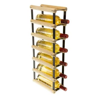 PROREGAL Modulares Weinregal VINOTECA MOD METAL | HxBxT 62,5x12,5x24,5cm | 1x6 Flaschen | Massives Kiefernholz | Natur | Flaschenregal