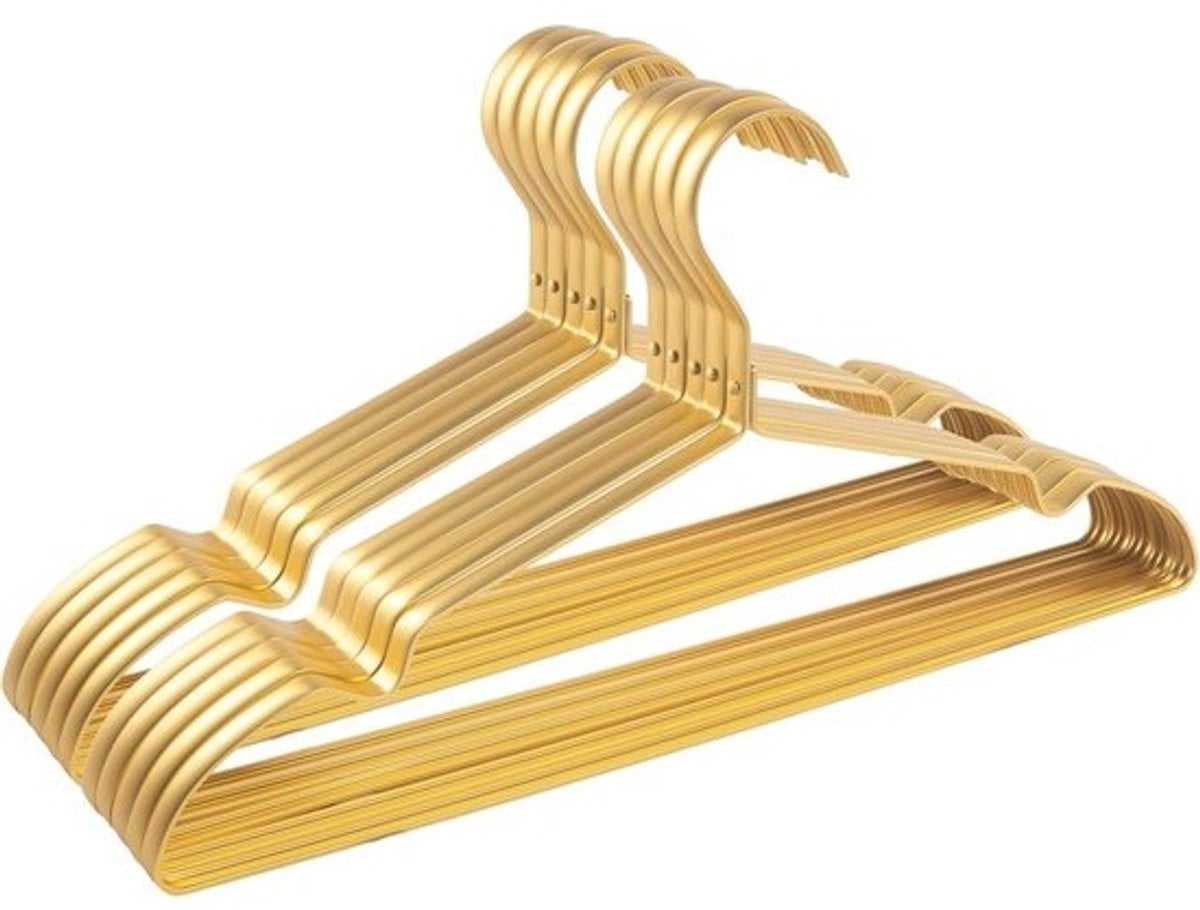 Set van 20 gouden metalen kleerhangers, breedte: 42 cm