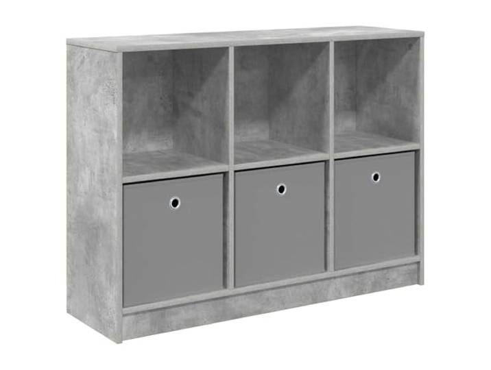 Sideboard Betongrau 102 x 32 x 73,5 cm Holzwerkstoff Versenkte Griffe, Brett-Regale, freistehend, minimalistisch, Wohnzimmer Flur Büro, Aufbewahrung