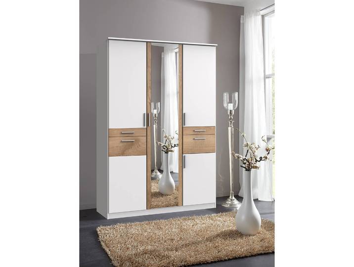 Armoire II 135cm Blanc/Blanc/Imitation chêne