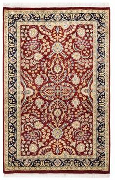 Overton Hand Knotted Wool Vintage Inspired Traditional Mogul Red Area Rug - Scatter